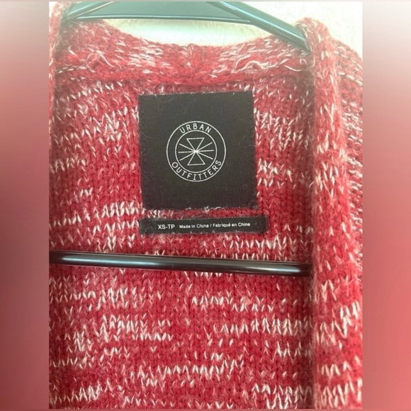 Urban Outfitters Red Marled Open Cardigan XS Cozy Knit Sweater - Picture 3 of 10
